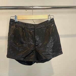 Black Metallic Textured Dress Shorts Small